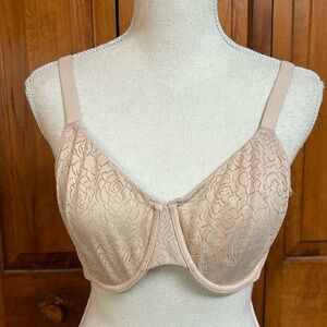 Wacoal Inside Job Side Support Bra Beige Unwire No Padding Nylon Bra Size 36D